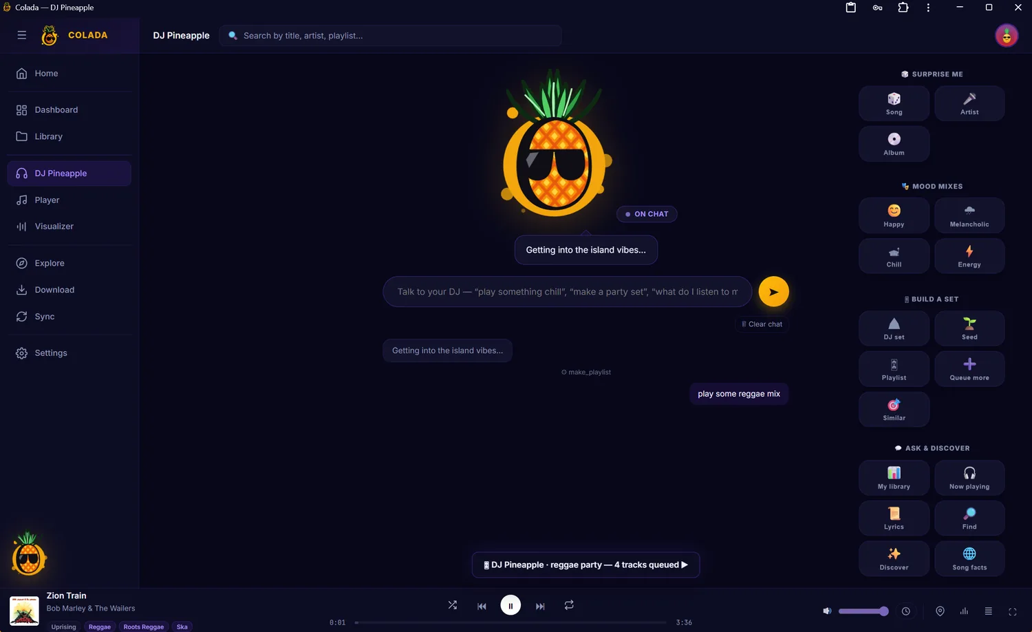 DJ Pineapple queuing a reggae set on request